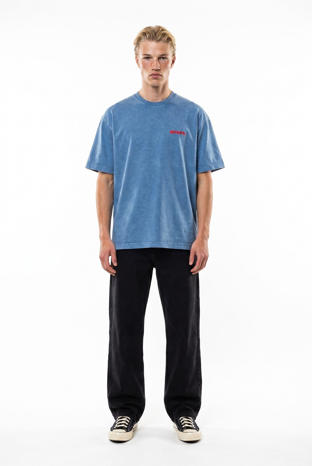 Amore Washed Oversized T-Shirt Blue