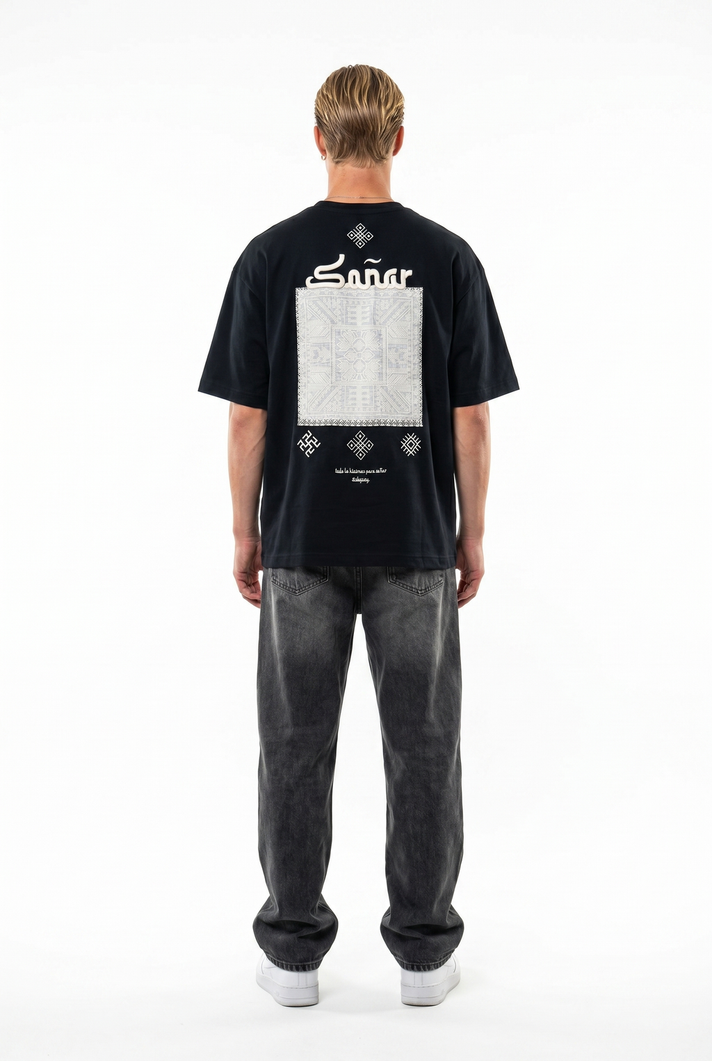 FFB Embroidered Oversized T-Shirt Smoked
