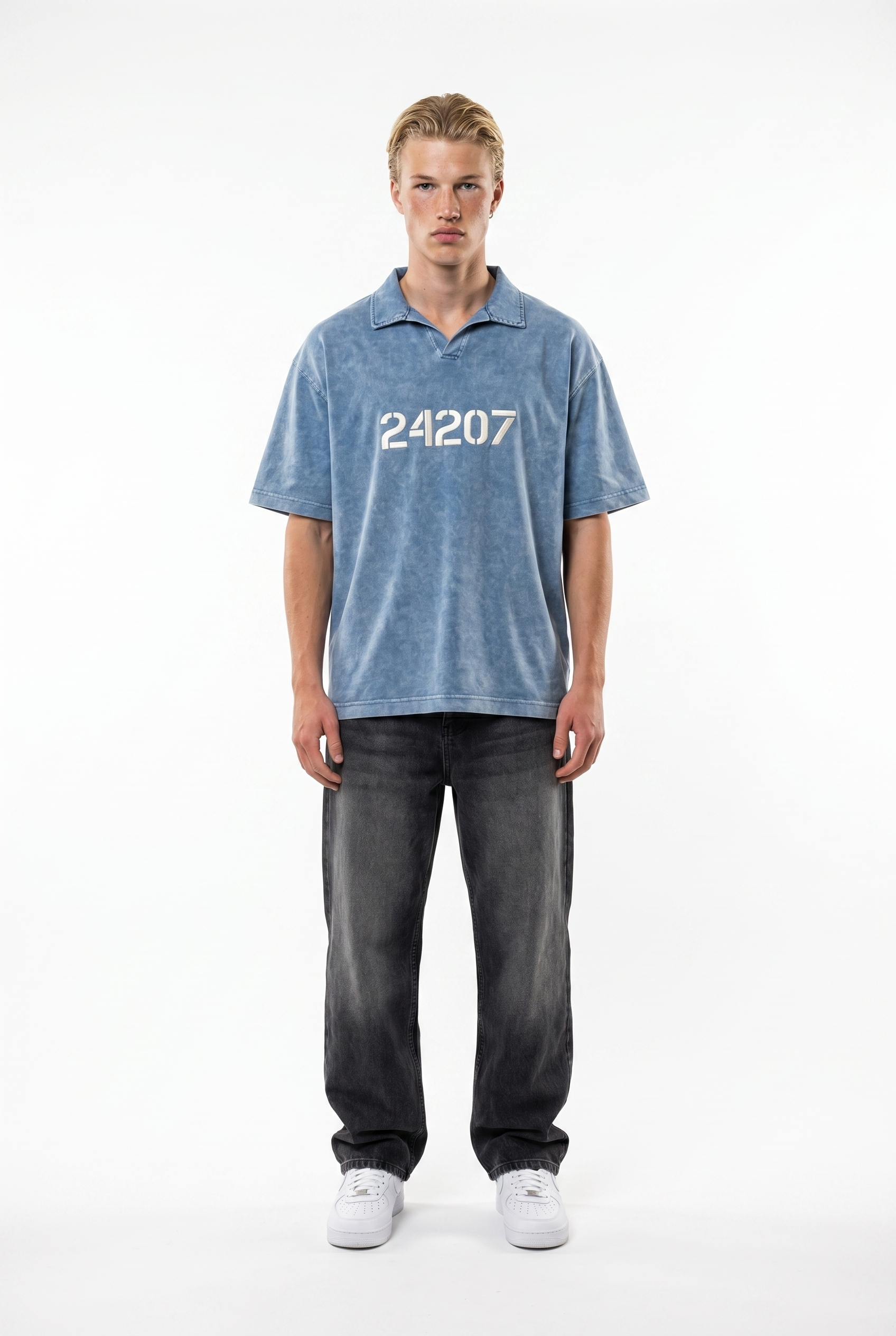 24207 Washed Oversized T-Shirt Blue