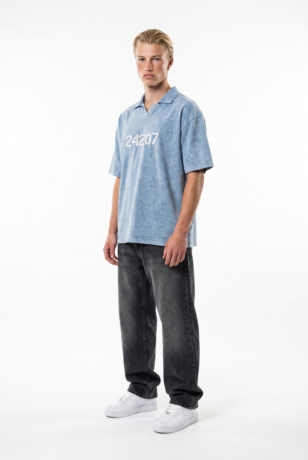24207 Washed Oversized T-Shirt Blue