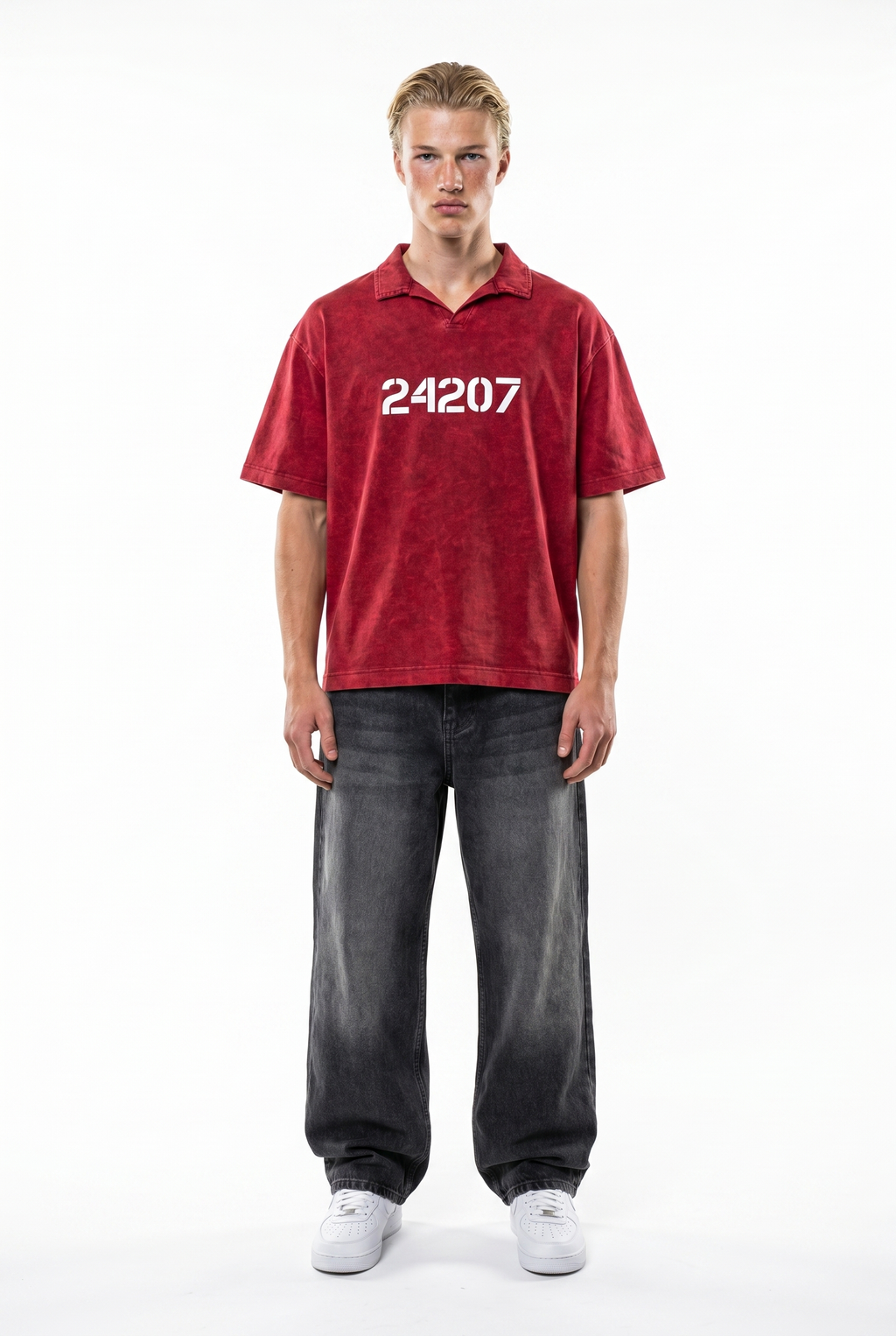 24207 Washed Oversized T-Shirt Burgundy