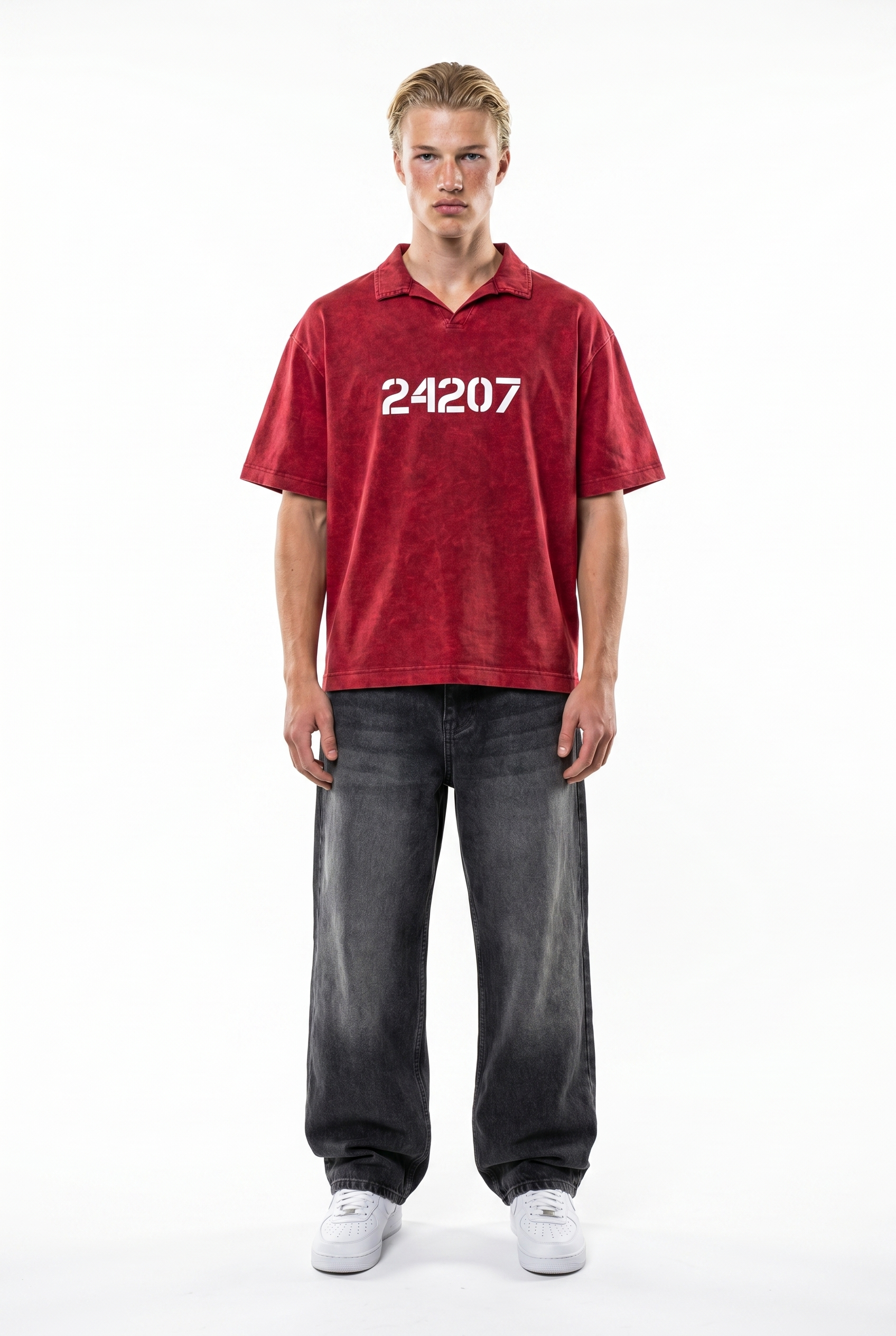 24207 Washed Oversized T-Shirt Burgundy