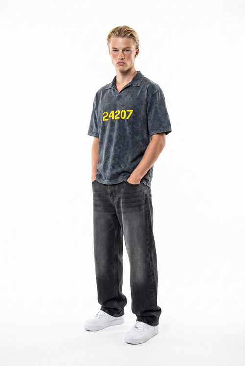 24207 Washed Oversized T-Shirt Black