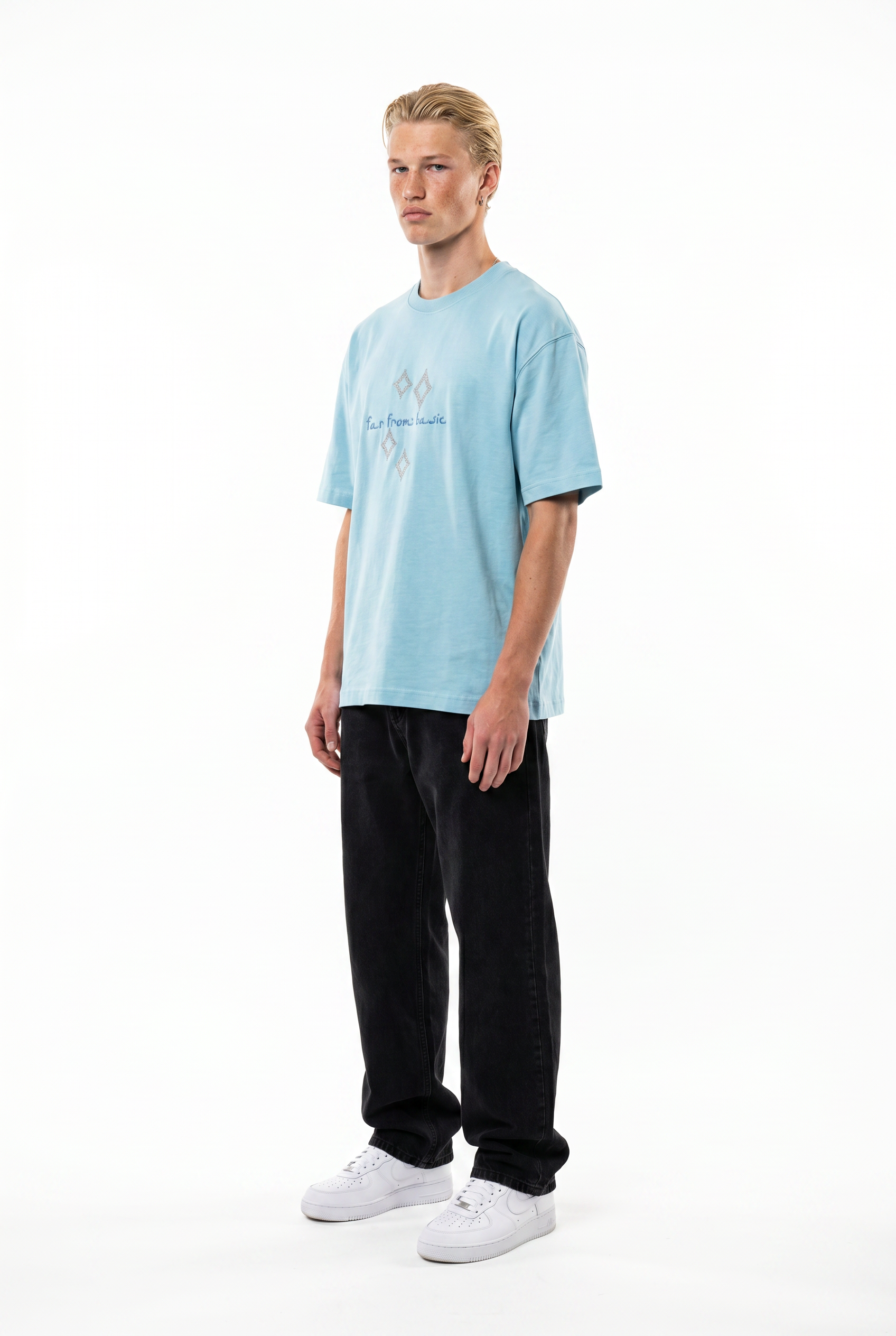 FFB Embroidered Oversized T-Shirt Baby Blue